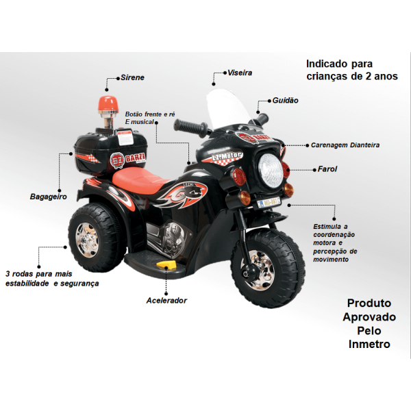 Moto Infantil Eletrica Thunder 12v Triciclo Motinha - Loja Zuza Brinquedos